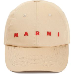 Marni, Katoenen Baseball Cap Buttercream Beige, Heren, Maat:L