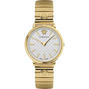 Versace, Accessoires, Dames, Geel, ONE Size, V-Circle Goud Roestvrij Stalen Horloge