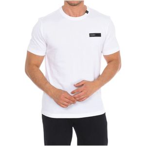 Plein Sport, Tops, Heren, Wit, S, Katoen, Korte Mouw T-shirt met Merkprint