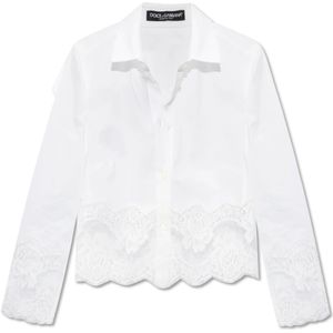 Dolce & Gabbana, Blouses & Shirts, Dames, Wit, XS, Katoen, Geknipt shirt