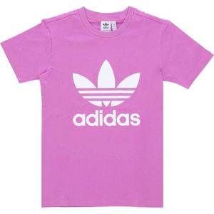 Adidas, Tops, Dames, Roze, L, Katoen, Trefoil Lila Tee Korte Mouw T-shirt