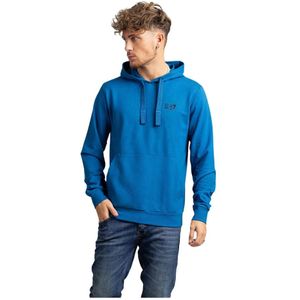 Emporio Armani, Sweatshirts & Hoodies, Heren, Blauw, M, Katoen, Blauwe Core Identity Hoodie voor Heren