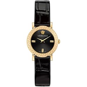 Versace, Accessoires, Dames, Zwart, ONE Size, Daphnis Goud Zwart Quartz Horloge