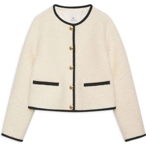 Anine Bing, Truien, Dames, Beige, L, Wol, Elegante Logan Blazer Ivoor Gouden Knopen