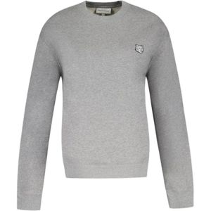Maison Kitsuné, Sweatshirts & Hoodies, Heren, Grijs, S, Katoen, Vos Hoofd Patch Oversized Sweatshirt