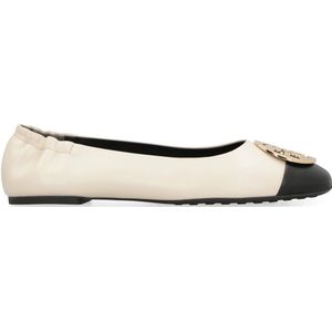 Tory Burch, Schoenen, Dames, Beige, 37 EU, Leer, Leren ballet flats