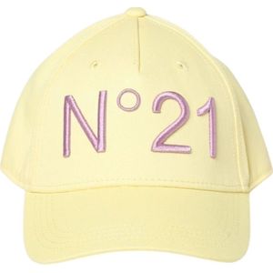 N21, Gele Geborduurde Logo Klep Hoed Geel, Dames, Maat:L