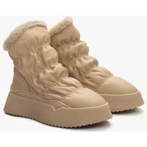 Estro, Schoenen, Dames, Beige, 41 EU, Leer, Dames Beige Sneeuwlaarzen gemaakt van Echt Leer Er 00114230