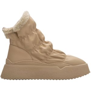 Estro, Schoenen, Dames, Beige, 41 EU, Beige Echt Leren Sneeuwlaarzen