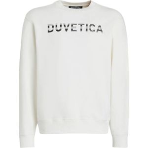 Duvetica, Sweatshirts & Hoodies, unisex, Wit, S, Katoen, Seann Sweatshirt - Ontspannen Unisex Clutch