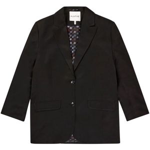 Munthe, Elegante Zwarte Blazer met Lange Mouwen en Klassieke Kraag Zwart, Dames, Maat:XL