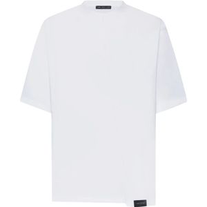 Low Brand, Tops, Heren, Wit, L, Katoen, Witte Katoenen T-shirt met Logo