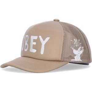 Obey, Origins Trucker Cap - Irish Cream Beige, Heren, Maat:ONE Size