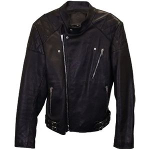 Alexander McQueen Pre-owned, Pre-owned Leather outerwear Zwart, Dames, Maat:L
