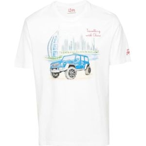 MC2 Saint Barth, Tops, Heren, Wit, L, Katoen, Grafische Print Katoenen T-shirt