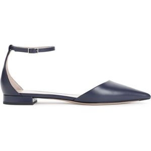 Giorgio Armani, Schoenen, Dames, Blauw, 39 EU, Leer, Blauwe Ballerina's Elegante Stijl