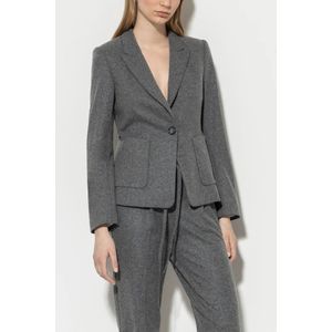 Luisa Cerano, Jassen, Dames, Grijs, M, Wol, Slim Fit Wool Flannel Jersey Blazer