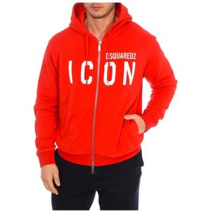 Dsquared2, Sweatshirts & Hoodies, Heren, Rood, L, Katoen, Hoodies