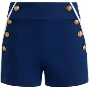 Alice + Olivia, Korte broeken, Dames, Blauw, S, Polyester, Shorts met hoge taille en gouden knopen