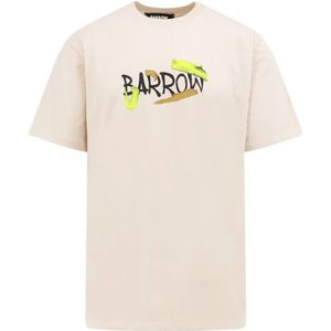 Barrow, Tops, Heren, Beige, M, Katoen, Logo Print Katoenen T-Shirt