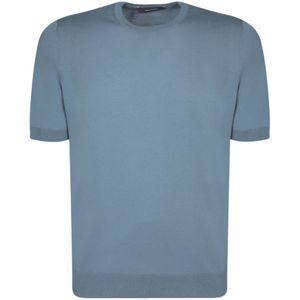 Tagliatore, Tops, Heren, Blauw, XL, Katoen, Blauw Katoen Ronde Hals T-shirt Regular Fit