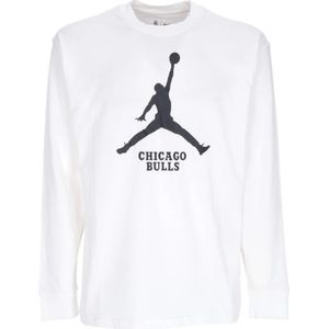 Jordan, Sport, Heren, Wit, L, Katoen, Chicago Bulls Longsleeve T-shirt