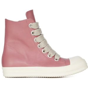 Rick Owens, Schoenen, Dames, Roze, 36 EU, Leer, Gestructureerde leren hoge sneakers