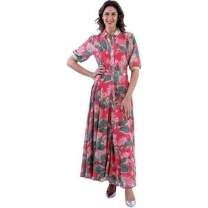 Fracomina, Lange jurk met bloemmotief - Fs 24Sd 3005W412N4 Veelkleurig, Dames, Maat:S