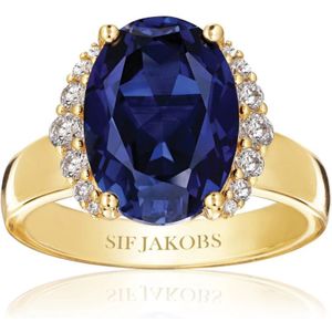 Sif Jakobs Jewellery, Accessoires, Dames, Geel, 56 MM, Blauwe Zirkoon Ellisse Gouden Ring