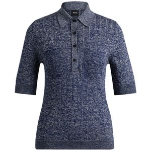 Hugo Boss, Elegante korte mouw gebreide polo Blauw, Heren, Maat:S