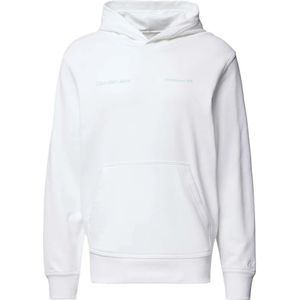 Calvin Klein Jeans, Sweatshirts & Hoodies, Heren, Wit, M, Katoen, Sweatshirt Grote Doos Logo Hoodie