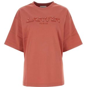 Lanvin, Tops, Dames, Roze, S, Katoen, Antiek Roze Oversized Katoenen T-Shirt