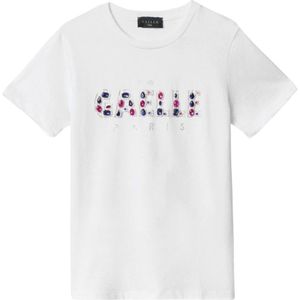 Gaëlle Paris, Tops, Dames, Wit, S, Katoen, Dames Logo Steen T-shirt