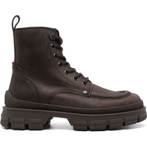 Moncler, Schoenen, Heren, Bruin, 44 EU, Leer, Cederbruine Leren Veterschoenen