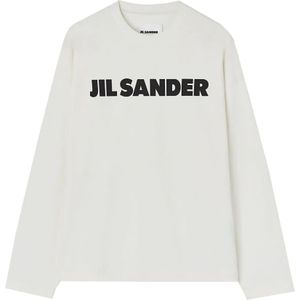 Jil Sander, Sweatshirts & Hoodies, Heren, Wit, S, Katoen, Witte T-shirts en Polos met lange mouwen