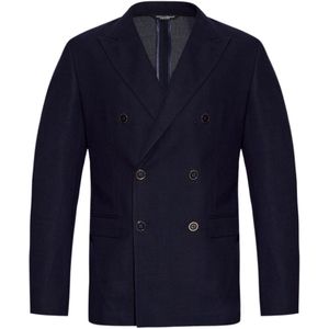 Dolce & Gabbana, Pakken, Heren, Blauw, L, Wol, Dubbelrijige blazer