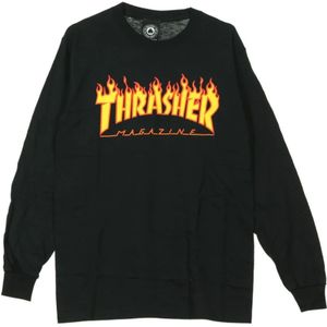 Thrasher, Shirt Flame L/S met lange mouwen Zwart, Heren, Maat:M