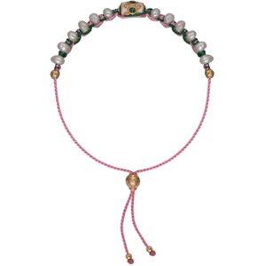 Dorothée Sausset, Accessoires, Dames, Veelkleurig, ONE Size, Orishas Armband met groen en roze koord