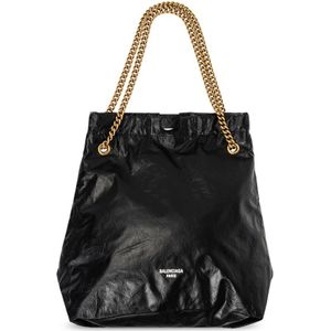 Balenciaga, Tassen, Dames, Zwart, ONE Size, Leer, Crush Medium Shopper Tas