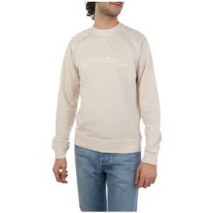 Woolrich, Sweatshirts & Hoodies, Heren, Beige, S, Klassieke Varsity Crewneck Sweatshirt
