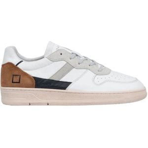 D.a.t.e., Vintage witte en bruine Court 2.0 sneakers Wit, Heren, Maat:44 EU