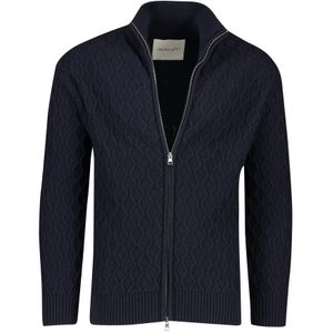 Gant, Sweatshirts & Hoodies, Heren, Blauw, XL, Wol, Donkerblauwe Wolblend Vest met Opstaande Kraag