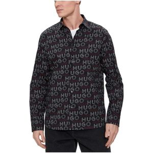 Hugo Boss, Overhemden, Heren, Zwart, XL, Katoen, Heren Overhemd Lange Mouwen - Tijdloos Design, Hoge Kwaliteit