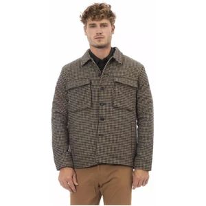 Alpha Studio, Jassen, Heren, Bruin, L, Wol, Klassieke Houndstooth Wollen Blazer