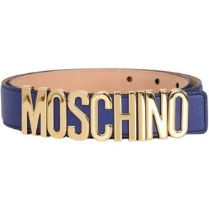 Moschino, Accessoires, Heren, Blauw, S, Blauwe Riem met Goudkleurig Logo