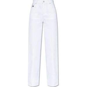 Alexander McQueen, Jeans, Dames, Wit, W28, Katoen, Plooivoorkant jeans