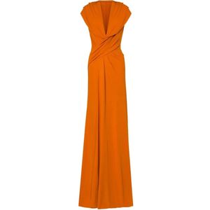 Alberta Ferretti, Maxi Jurk Oranje, Dames, Maat:S