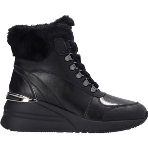 Liu Jo, Schoenen, Dames, Zwart, 39 EU, Alyssa 05 Mid Sneaker - Leren Veterschoenen