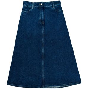 Studio Nicholson, Denim A Line Rok Blauw, Dames, Maat:XS