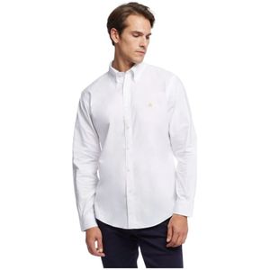 Brooks Brothers, Overhemden, Heren, Wit, S, Katoen, Regent Regelijke Fitionurs Sport Shirt, Oxford Stretch, knoop-down kraag